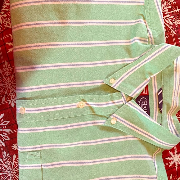 CHAPS Green and‎ White striped button down shirt. - Picture 3 of 6
